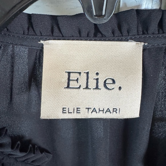 Elie. Elie Tahari Black Crochet Sleeve Blouse - Picture 2 of 8